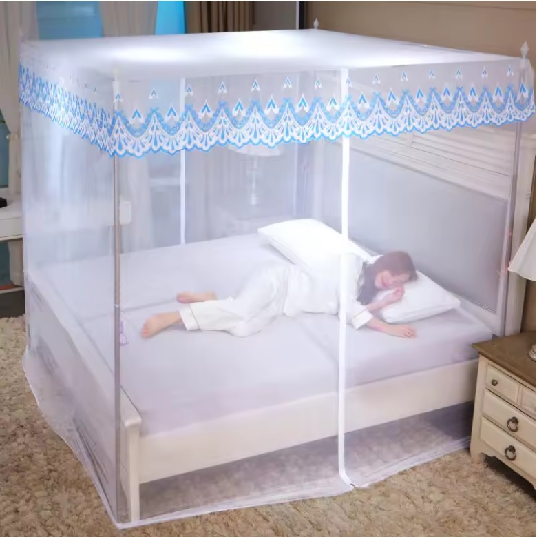 Romantic Square Lace Mosquito Net – Princess Canopy with Stainless Steel Frame for Single, Double & Queen Beds - Image 6