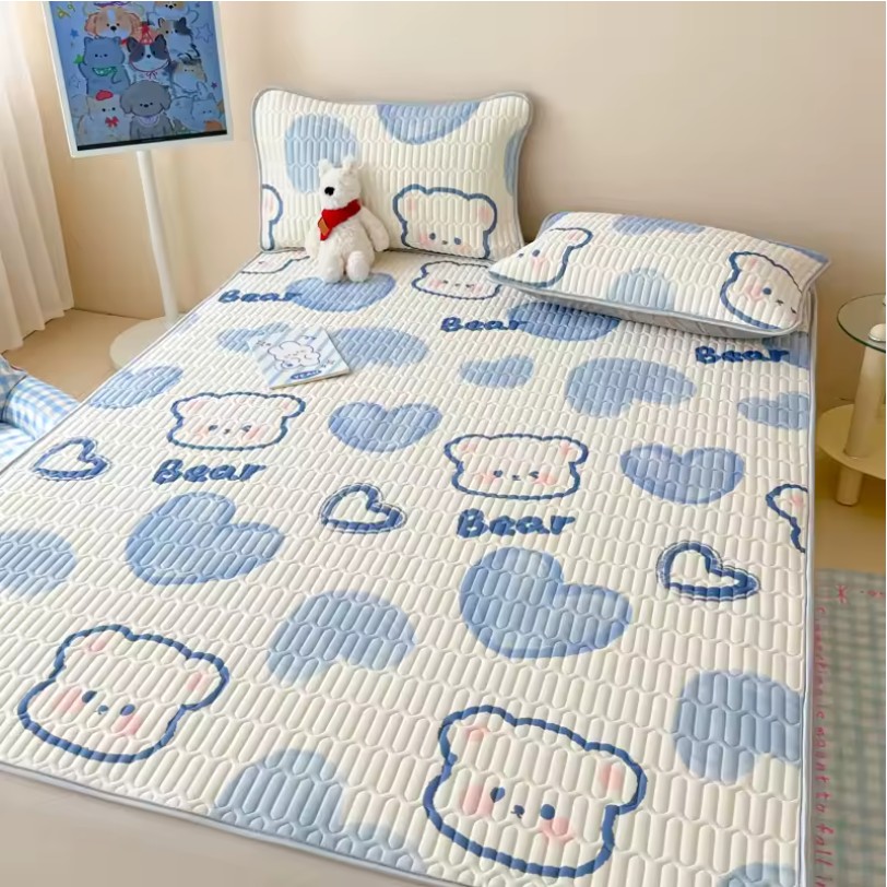 Latex Cooling Mat – Soft Ice Silk Summer Bed Sheet Set with Thick Pad & Pillowcase - Image 7