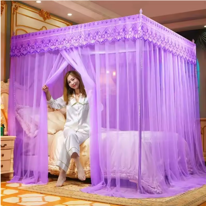 Luxury Princess Lace Mosquito Net – Square Canopy Bed Tent with Stainless Steel Frame for Single & Double Beds - Image 5
