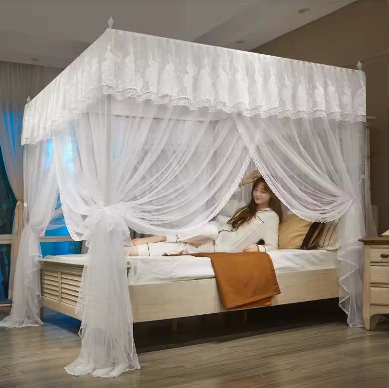 Luxury Lace Square Mosquito Net – Princess Canopy Bed Tent with Stainless Steel Frame for Double & Queen Beds - Image 6