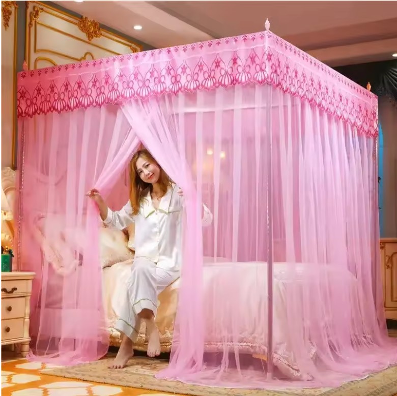 Luxury Princess Lace Mosquito Net – Square Canopy Bed Tent with Stainless Steel Frame for Single & Double Beds - Image 4
