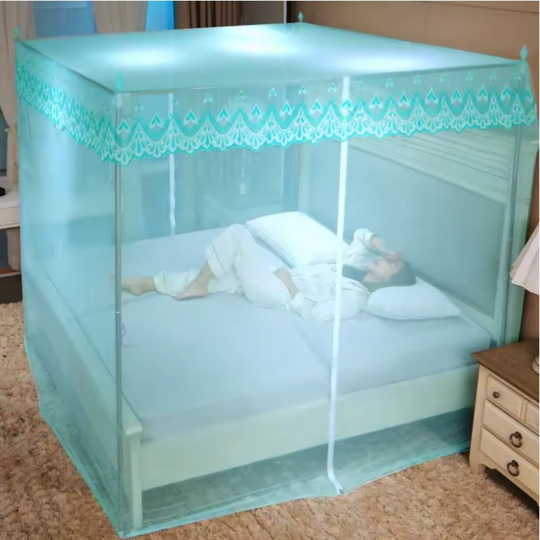 Romantic Square Lace Mosquito Net – Princess Canopy with Stainless Steel Frame for Single, Double & Queen Beds - Image 4