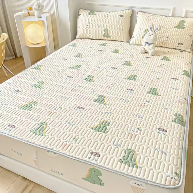 Natural Latex Summer Cooling Mat – Soft Breathable Mattress Cover with Pillowcase - Image 4