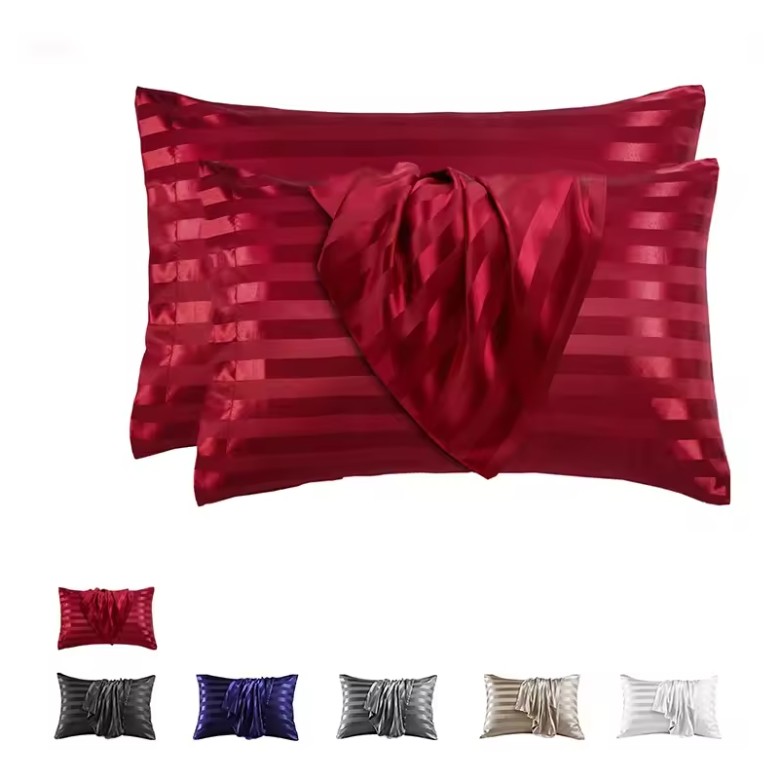 Imitation Silk Satin Striped Pillowcases – Soft, Elegant & Breathable - Image 5