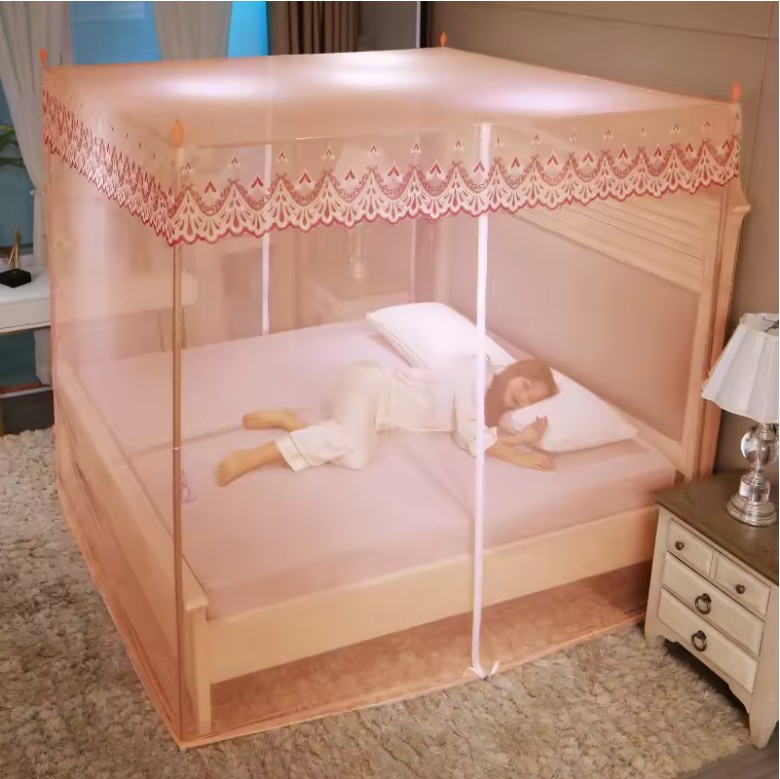 Romantic Square Lace Mosquito Net – Princess Canopy with Stainless Steel Frame for Single, Double & Queen Beds - Image 2